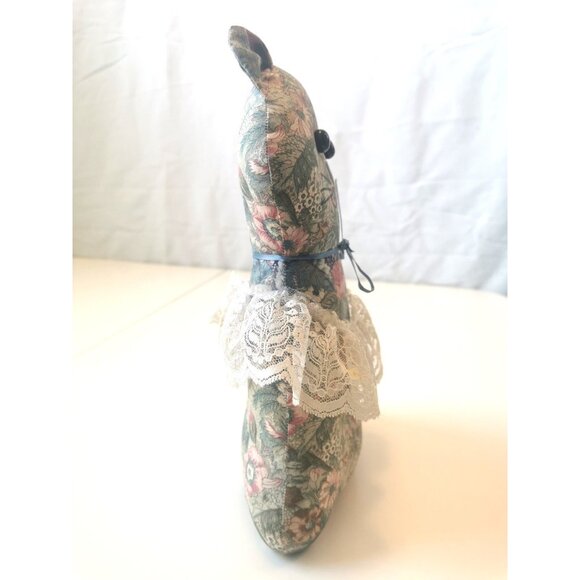 Vintage Quilted Kitty Cat Door Stop Hand Made Folk Art Weighted Large Mid Centur - Picture 4 of 6